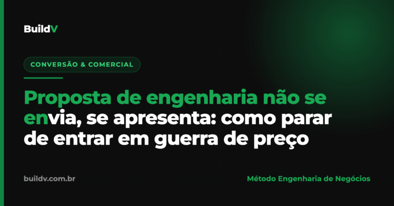 Engenheiro apresentando proposta comercial de obra ao cliente em reunião, em vez de enviar PDF — BuildV