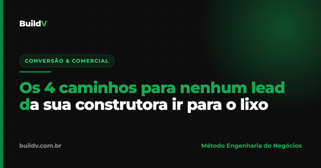 Os 4 caminhos para aproveitar cada lead de construtora: trabalhar, encaminhar, nutrir e recuperar — BuildV