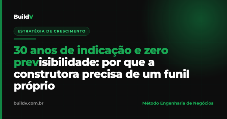 Previsibilidade de vendas na construção: por que a construtora precisa de um funil próprio além da indicação — BuildV